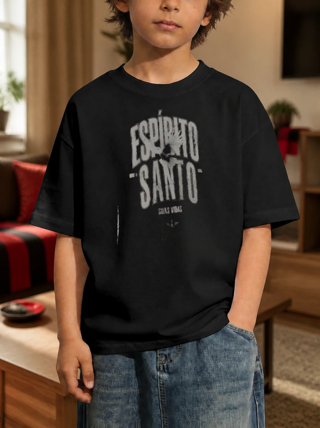 Camiseta infantil 180g Espírito Santo em cena de uso no Brasil