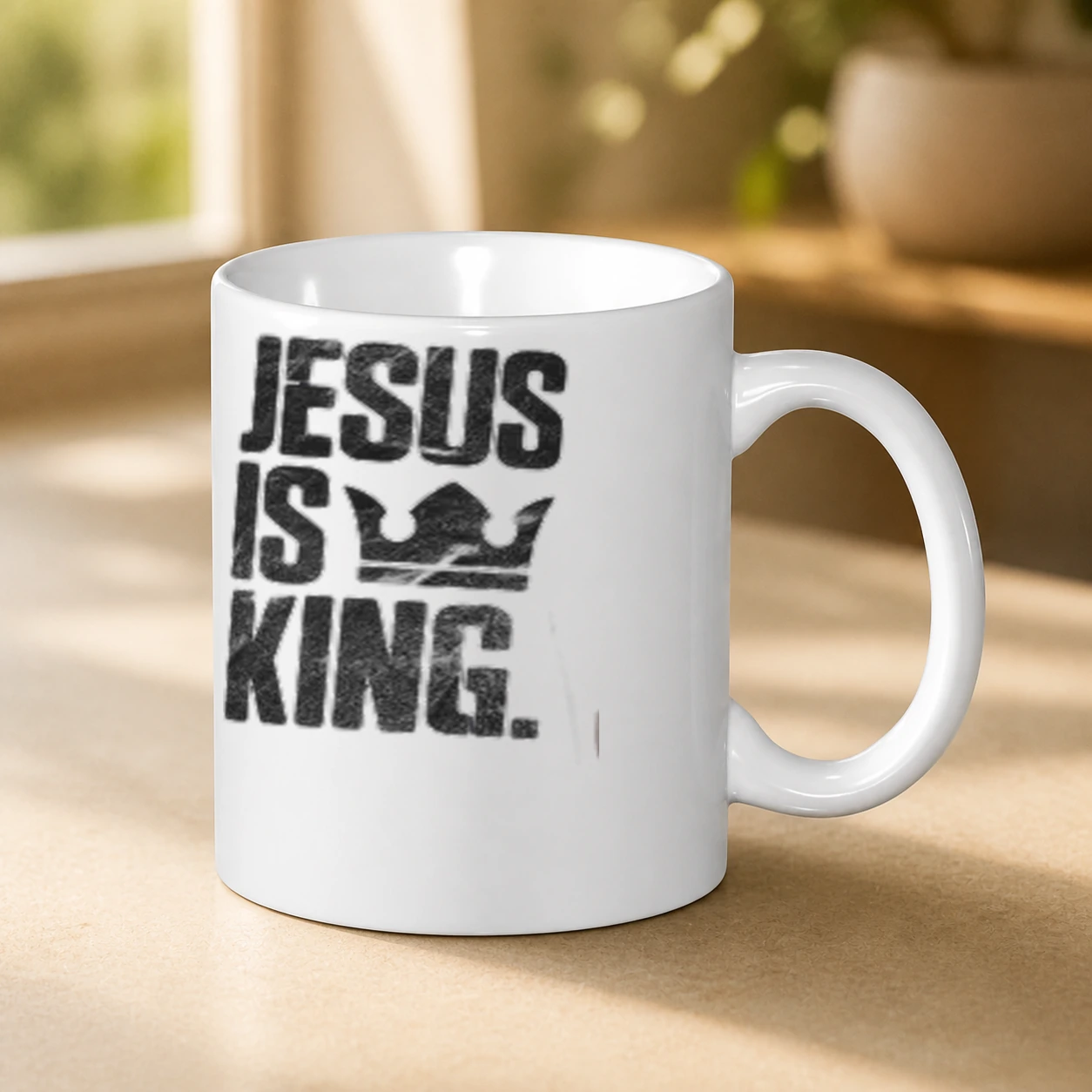 Caneca 325 ml Jesus Is King M-2 em cena de uso no Brasil