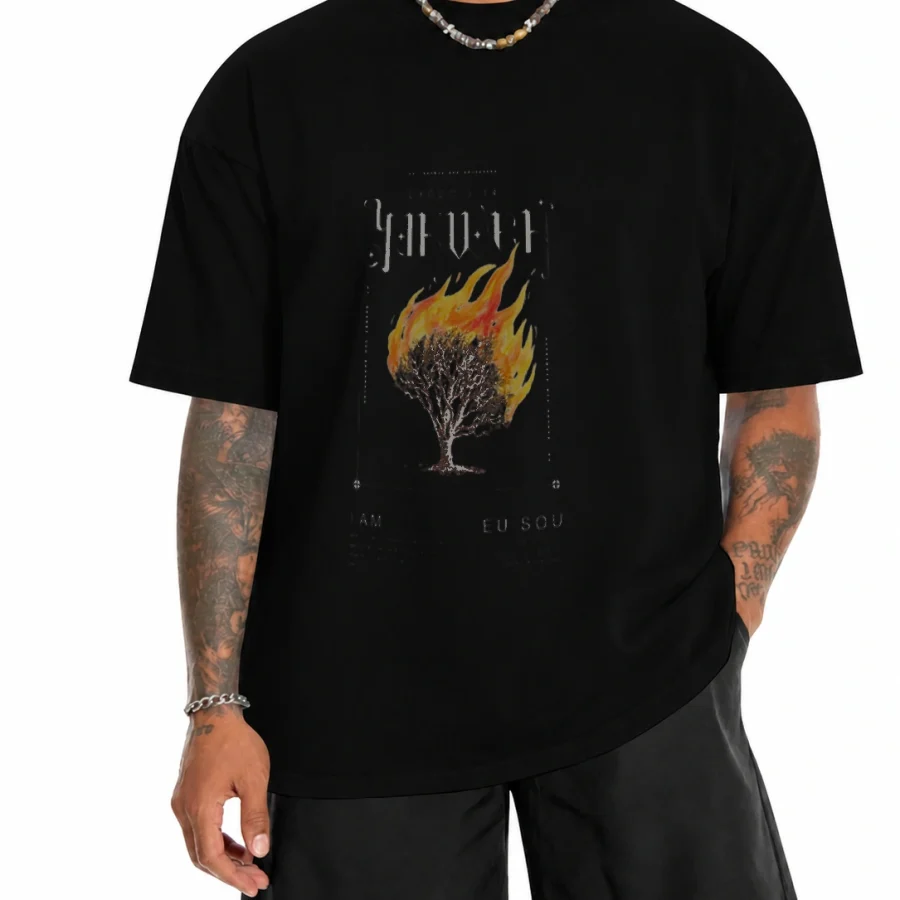Camiseta 180g Êxodo 3:14 · Yahweh em mockup frontal