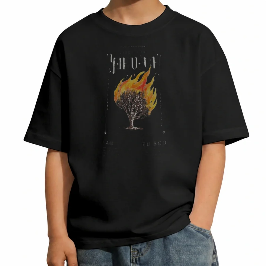 Camiseta infantil 180g Êxodo 3:14 · Yahweh em mockup frontal