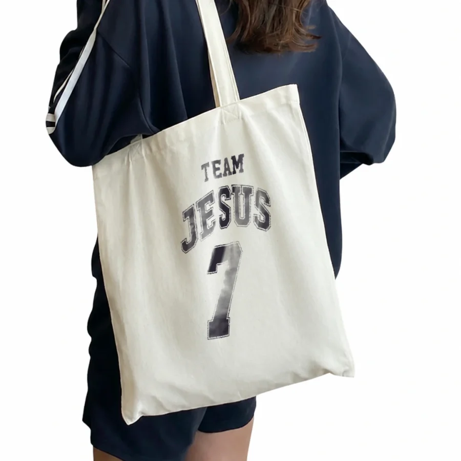 Ecobag de algodão Team Jesus · 7 em mockup frontal