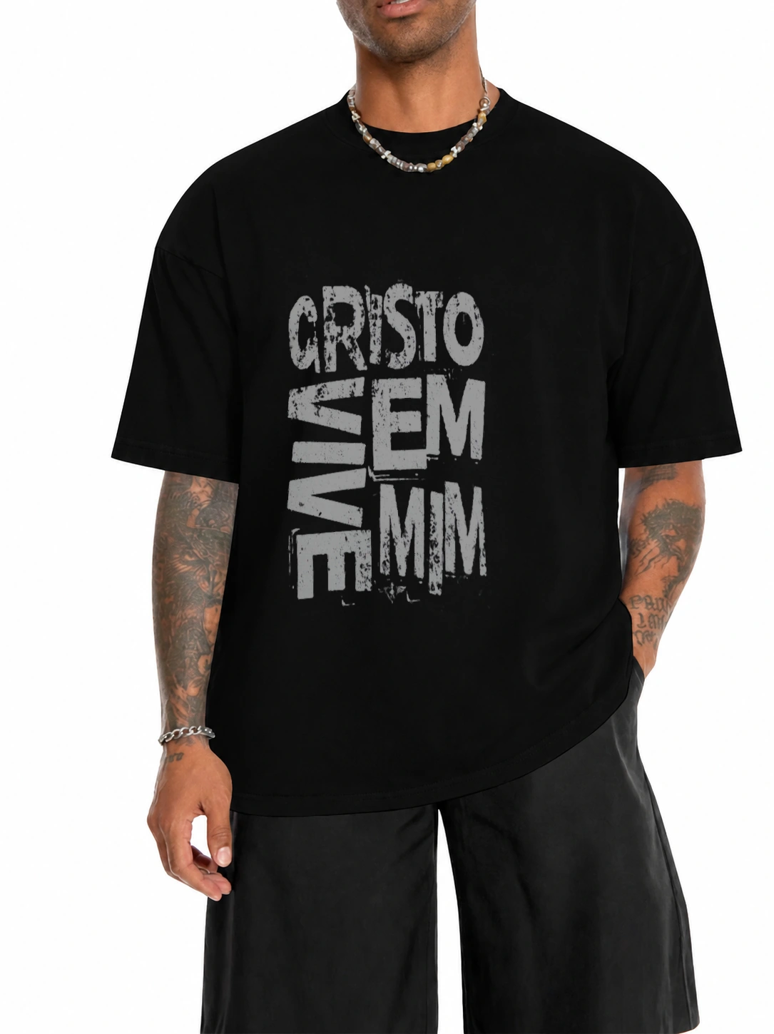 Camiseta 180g Cristo Vive em Mim | Fé que Veste