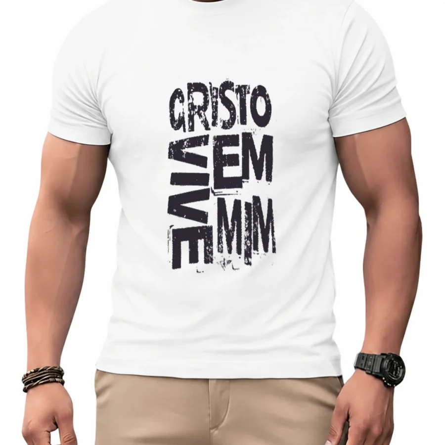 Camiseta dry Cristo Vive em Mim em mockup frontal