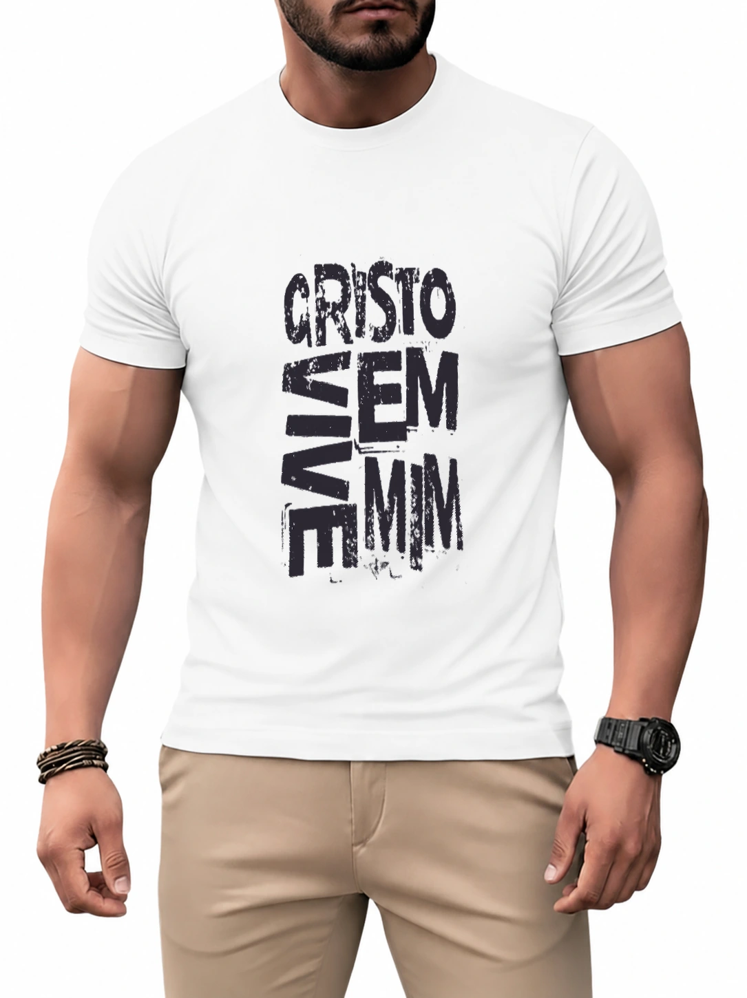 Camiseta dry Cristo Vive em Mim | Fé que Veste