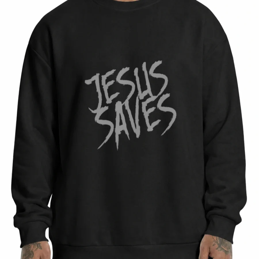 Moletom 320g Jesus Saves M-1 em mockup frontal