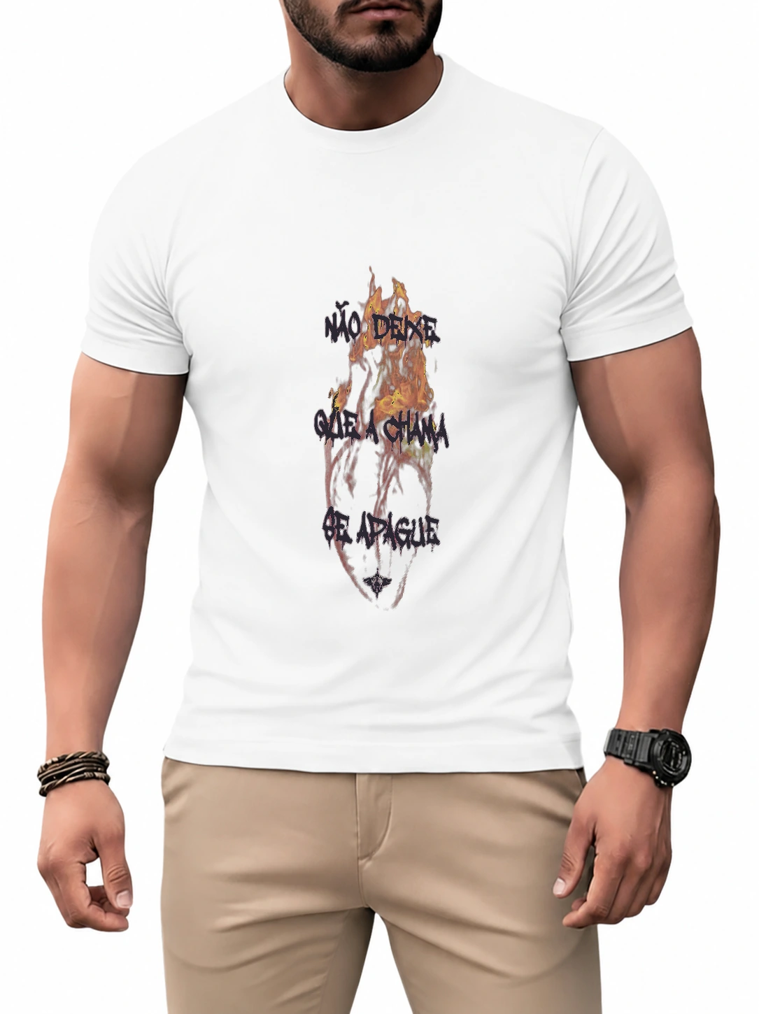 Camiseta dry Coração em Chamas | Fé que Veste
