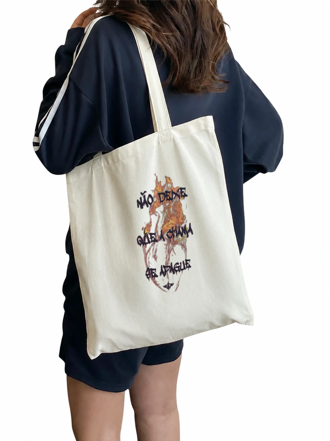 Ecobag de algodão Coração em Chamas | Fé que Veste
