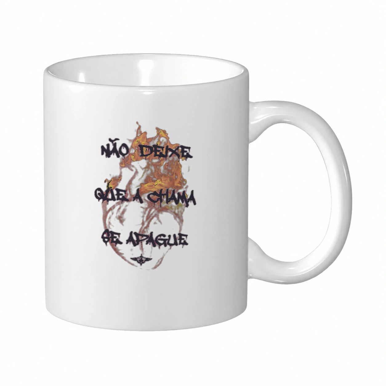 Caneca 325 ml Coração em Chamas | Fé que Veste