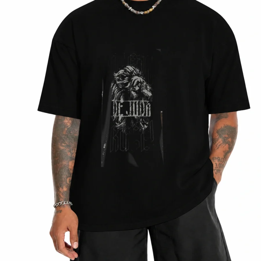 Camiseta 180g Leão de Judá · Yeshua em mockup frontal