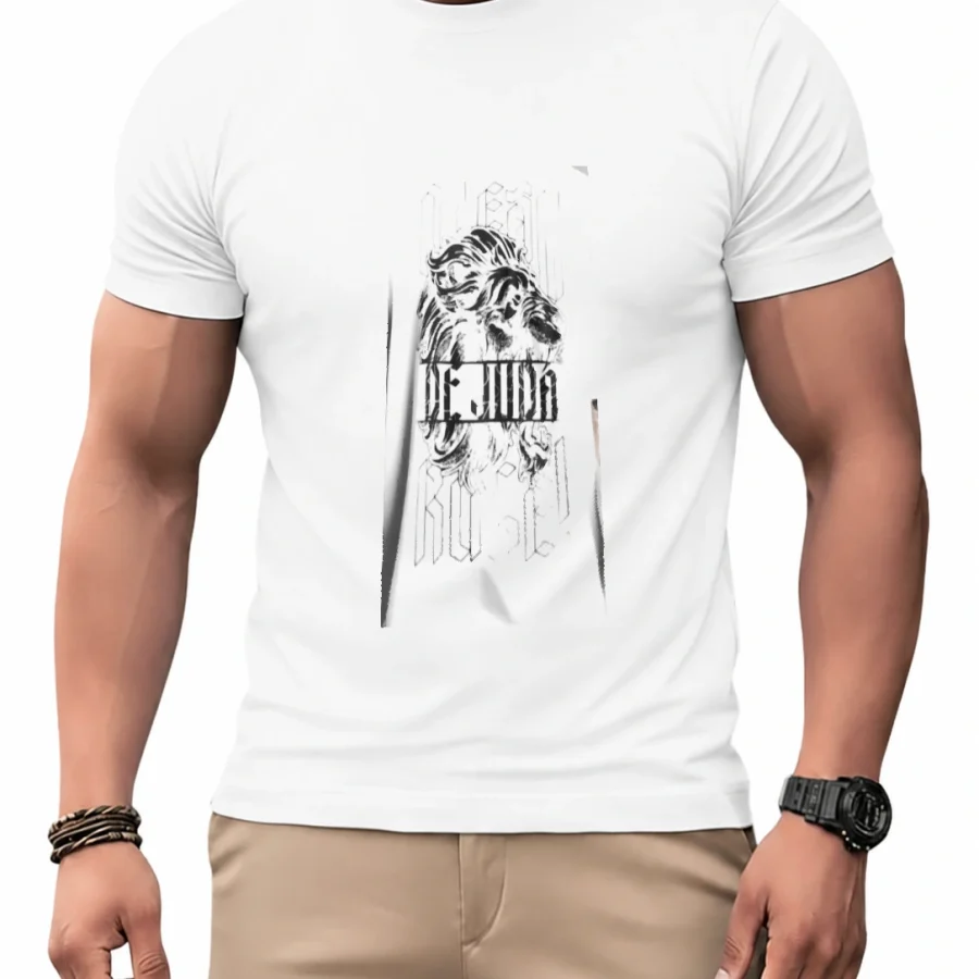 Camiseta dry Leão de Judá · Yeshua em mockup frontal